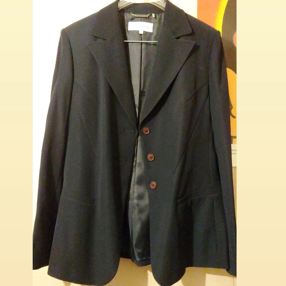 Navy Blue Calvin Klein Blazer with Shoulder Pads